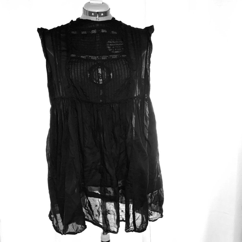 FREE PEOPLE black airy and roomy mini dress